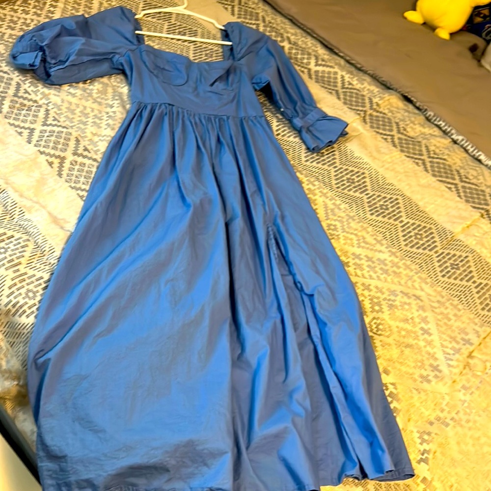 Blue Maxi Open Slit Dress